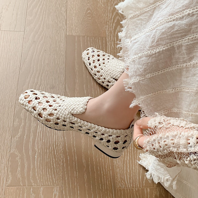 Women'S Heels - Sandali Donna in Vera Pelle Intrecciata